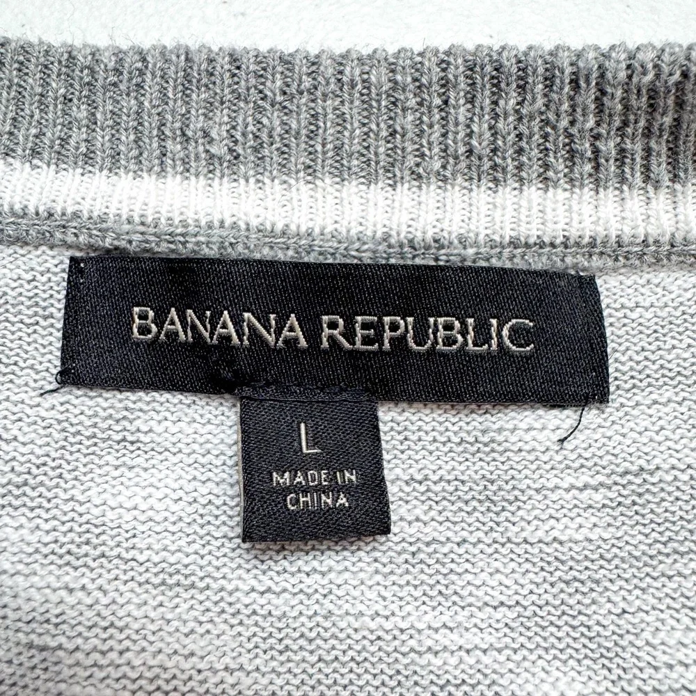 Banana Republic Shirt Mens‎ Large Gray Henley Outdoor Office Casual Camp Hike